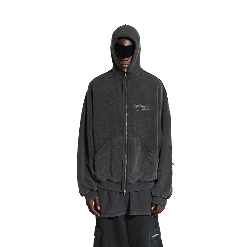 political campaign inside-out zip-up hoodie large fit