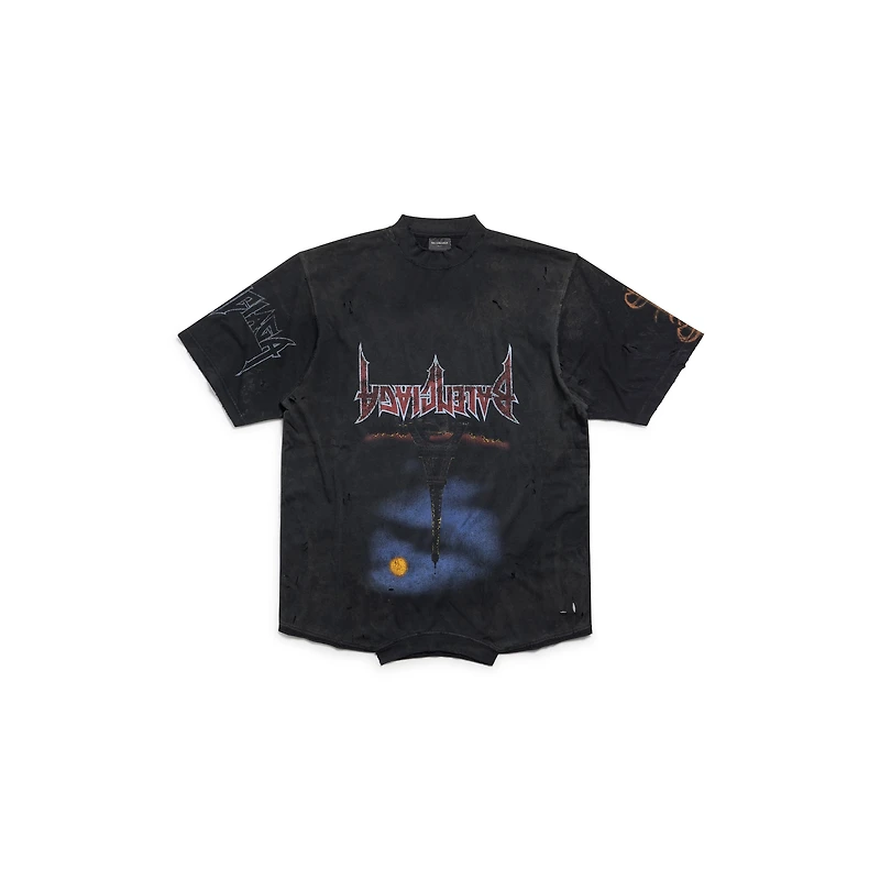 paris moon upside down t-shirt oversized