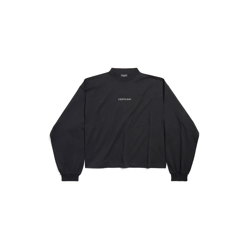 balenciaga back strass cropped long sleeve t-shirt