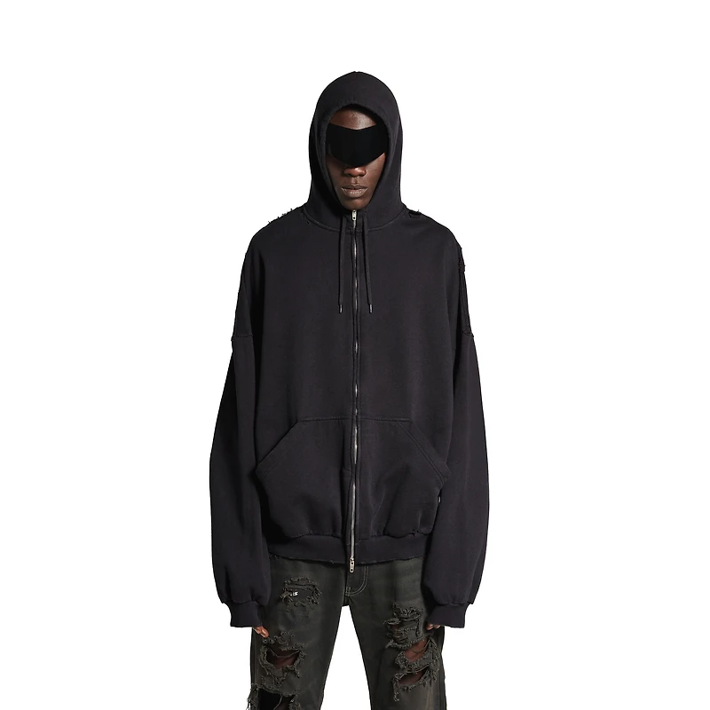 security tape logo large zip-up hoodie