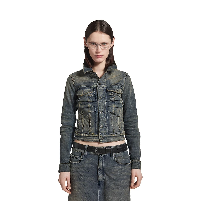 ruched denim jacket