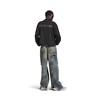 balenciaga back strass cropped long sleeve t-shirt