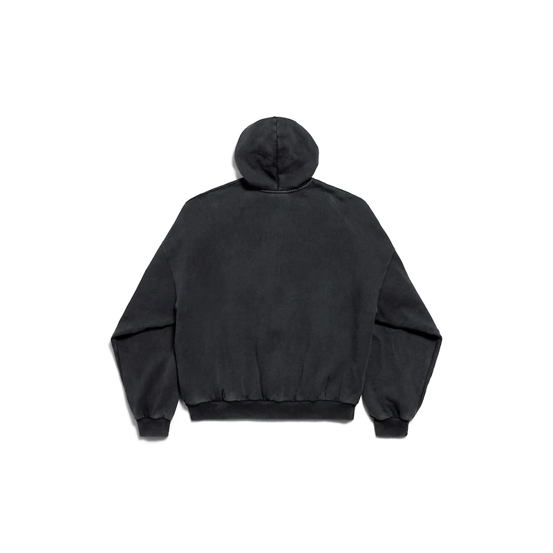 uniform patch zip-up hoodie large fit