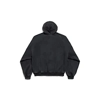 uniform patch zip-up hoodie large fit