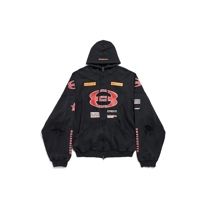 sponsor logos large zip-up hoodie