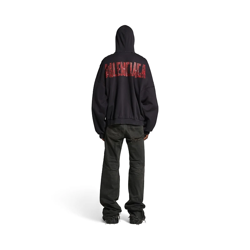security tape logo large zip-up hoodie