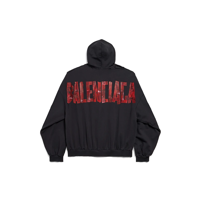 security tape logo large zip-up hoodie