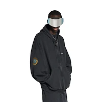 uniform patch zip-up hoodie large fit