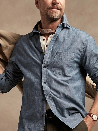 Standard-Fit Chambray Shirt