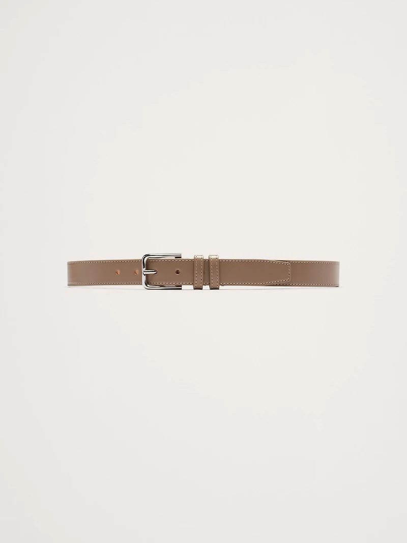 Topstitched Leather Belt