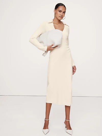 Polo Shirt Wrap Sweater Dress