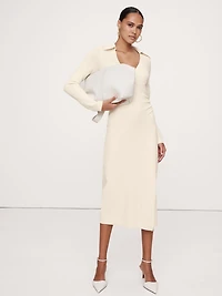 Polo Shirt Wrap Sweater Dress