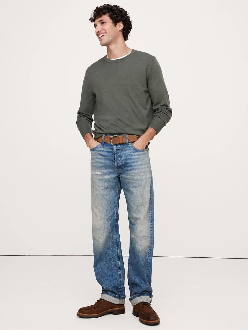 Italian Merino Crew Sweater-Neck Sweater