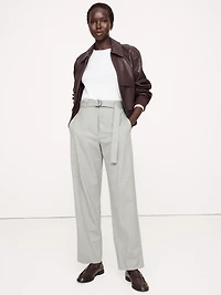 High-Rise Barrel Italian Wool Pant