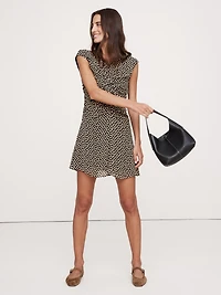 Georgette Ruched-Front Mini Dress