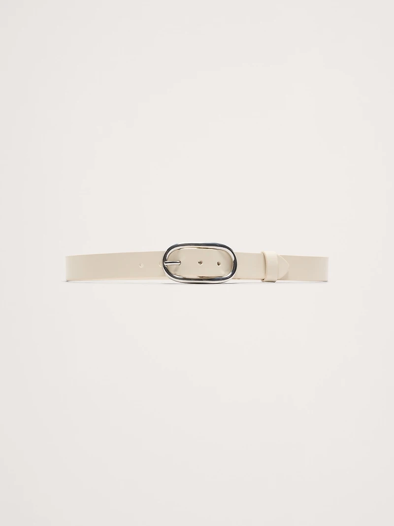 Leather Oval Buckle Belt