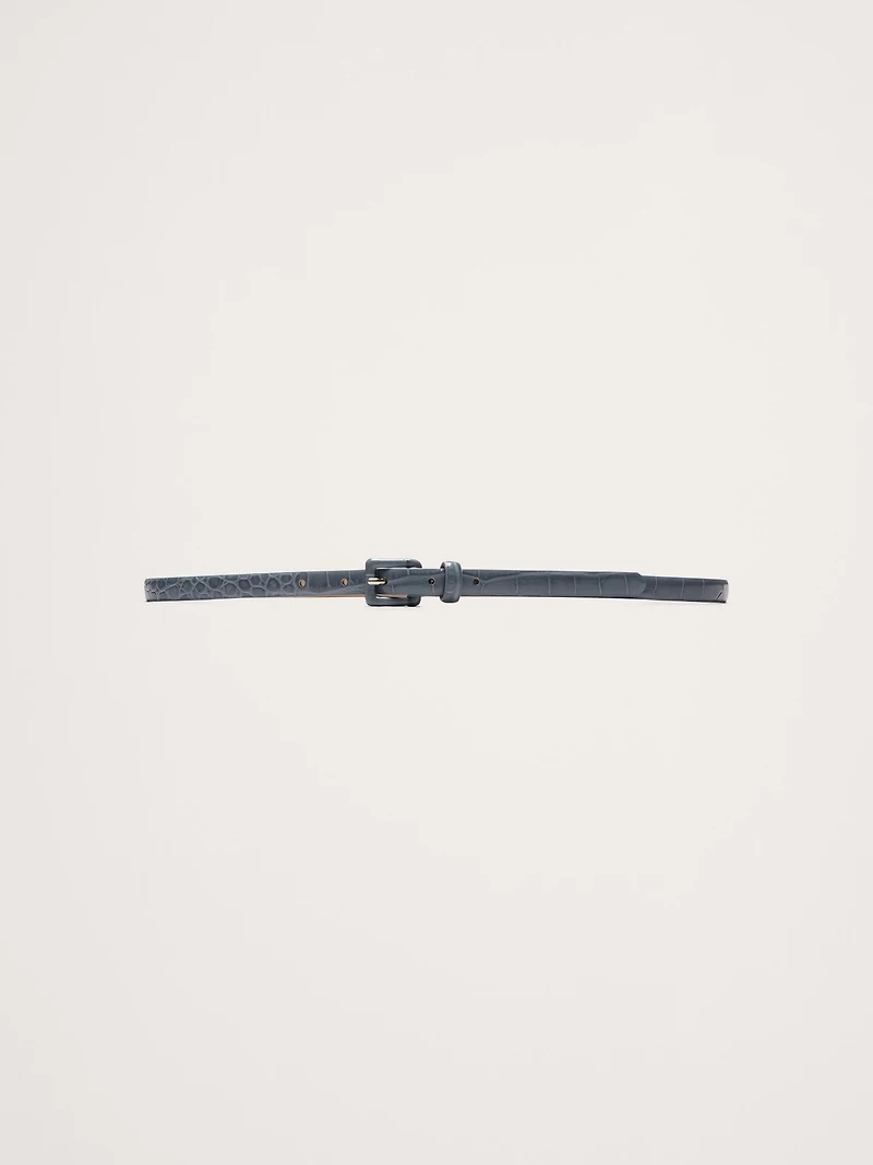 Embossed Leather Skinny Belt