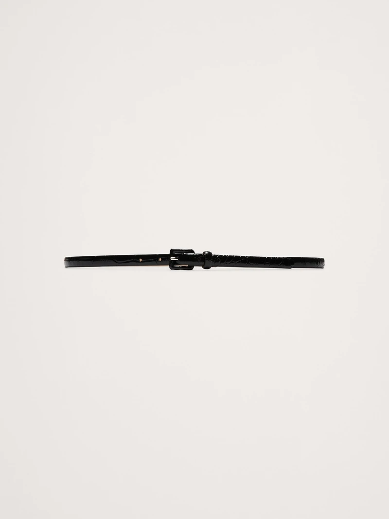Embossed Leather Skinny Belt