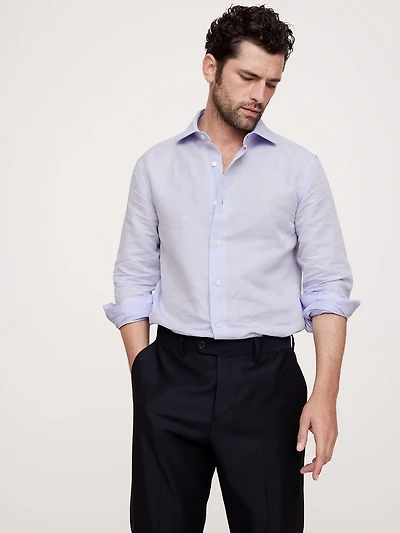 Slim-Fit Linen-Cotton Dress Shirt