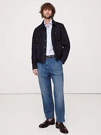 Straight Pleated Cropped Jean