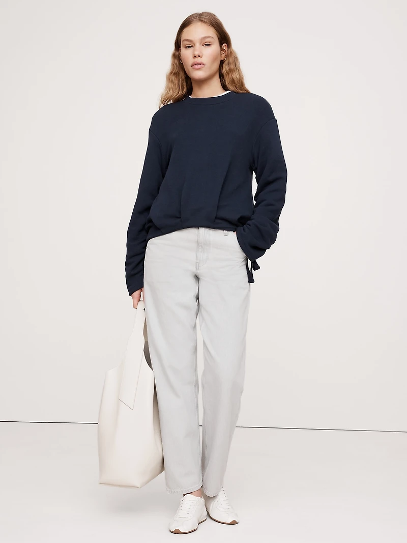 Cinch-Sleeve Sweatshirt Top