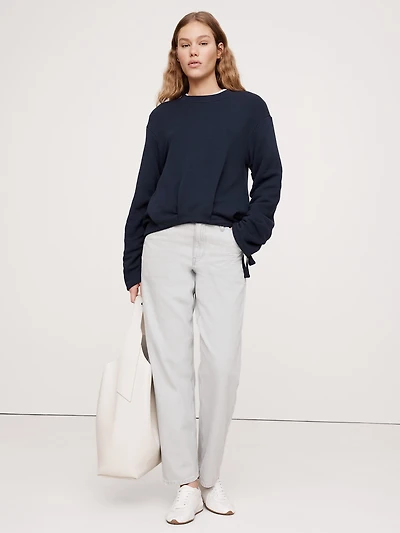 Cinch-Sleeve Sweatshirt Top