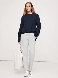 Cinch-Sleeve Sweatshirt Top