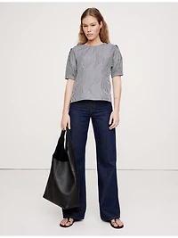 Cotton Poplin Puff-Sleeve Top