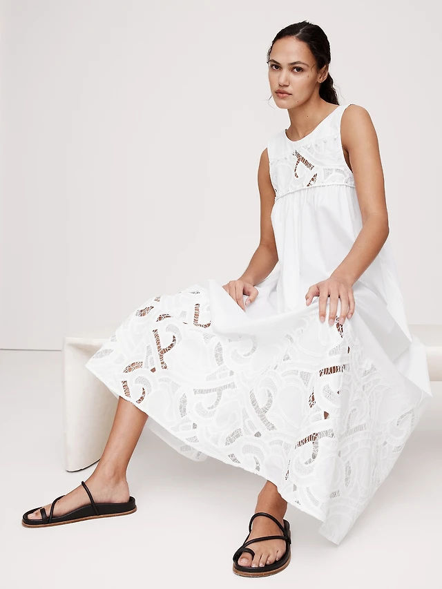 Banana Republic Embroidered Cotton Poplin Maxi Dress | Arden Fair Banana Republic Embroidered Cotton Poplin Maxi Dress | Arden Fair