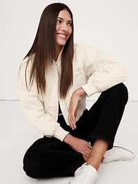 Water-Resistant Cropped Bomber Jacket