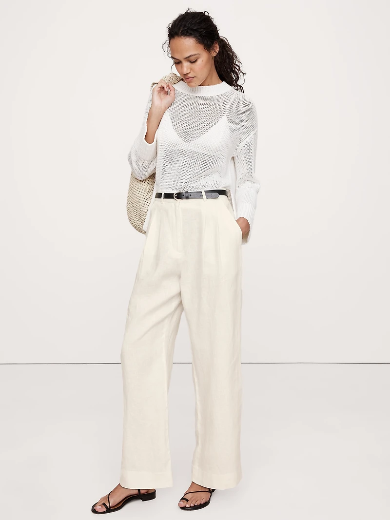 Soho High-Rise Wide-Leg Linen Pant