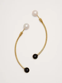 Gold & Black Barbell Earrings