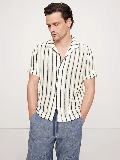 Standard-Fit Jacquard Stripe Resort Shirt