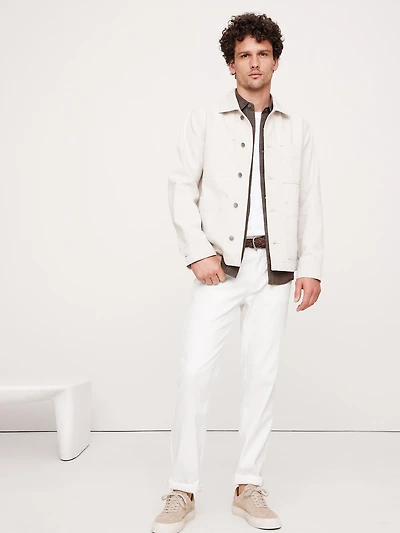 Straight Linen-Cotton Traveler Pant