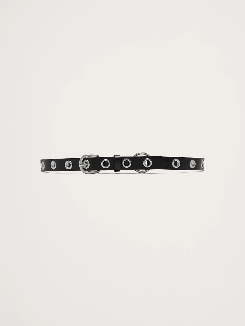 Skinny Leather Grommet Belt