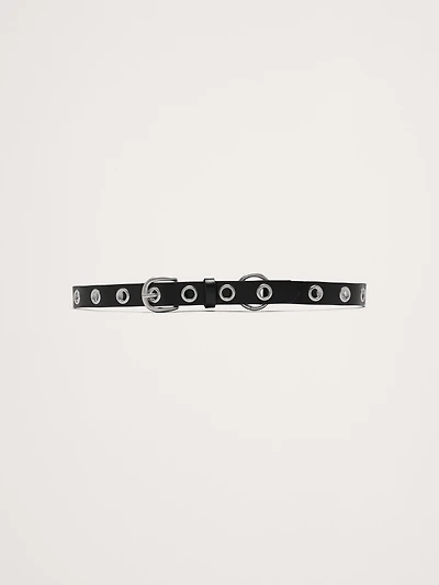 Skinny Leather Grommet Belt
