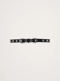 Skinny Leather Grommet Belt
