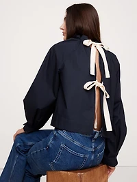 Cotton Poplin Tie-Back Top