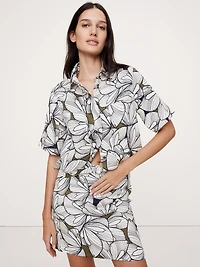 Boxy Linen Cropped Shirt