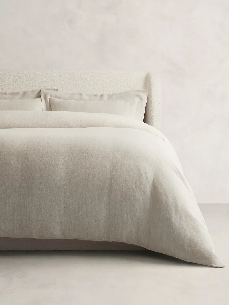 Textured-Stripe Linen Duvet Cover