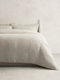 Textured-Stripe Linen Duvet Cover