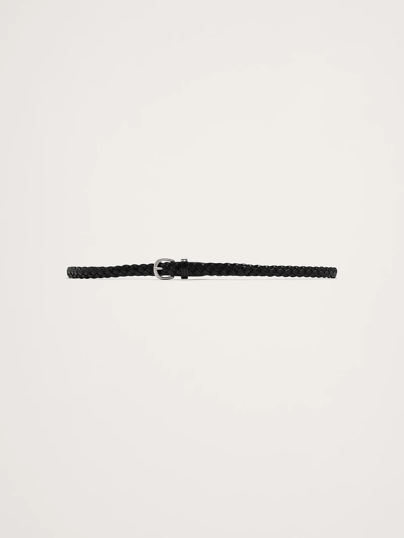 Skinny Braided Leather Belt