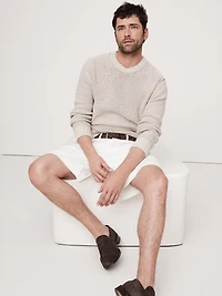 Cotton-Linen Blend Crew-Neck Sweater
