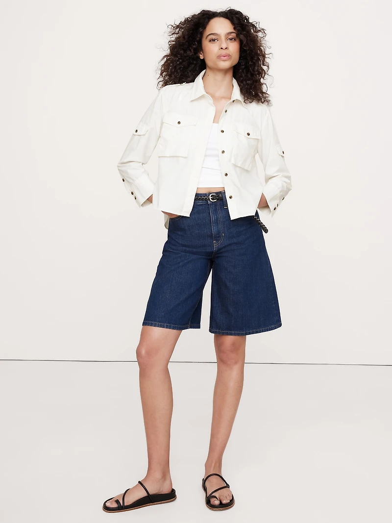 Relaxed Cotton Poplin Utility Shirt