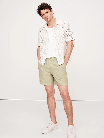 7" Linen-Cotton Pull-On Short