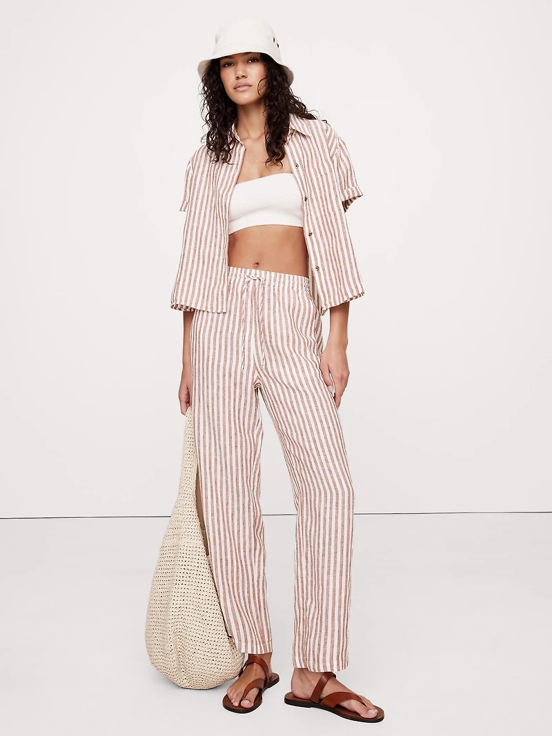 Linen Pull-On Ankle Pant