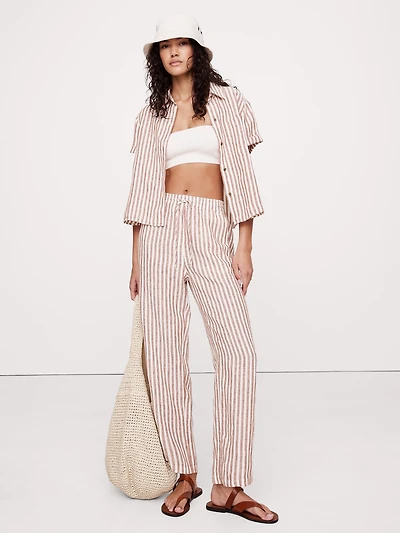 Linen Pull-On Ankle Pant