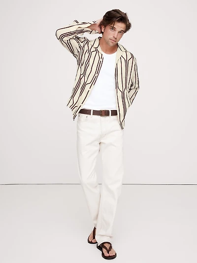 Standard-Fit Embroidered Linen Long-Sleeve Resort Shirt