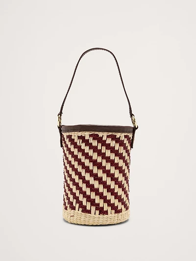 Two-Tone Straw Bucket Bag by Sensi Studio