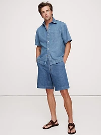 8" Loose Denim Pull-On Bermuda Short